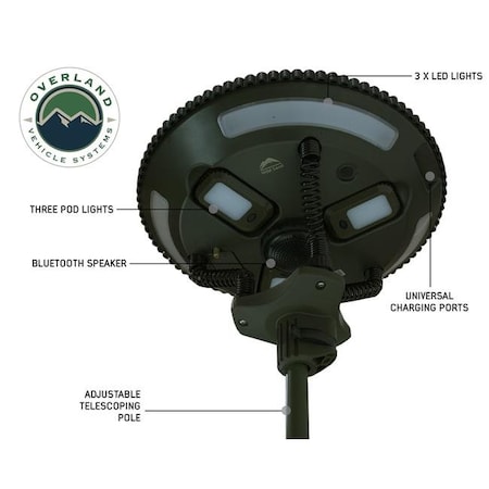 Overland Vcl Overland VCL 15049901 Universal UFO Solar Light Light Pods & Speaker Wild Land Camping Gear OVS-15049901